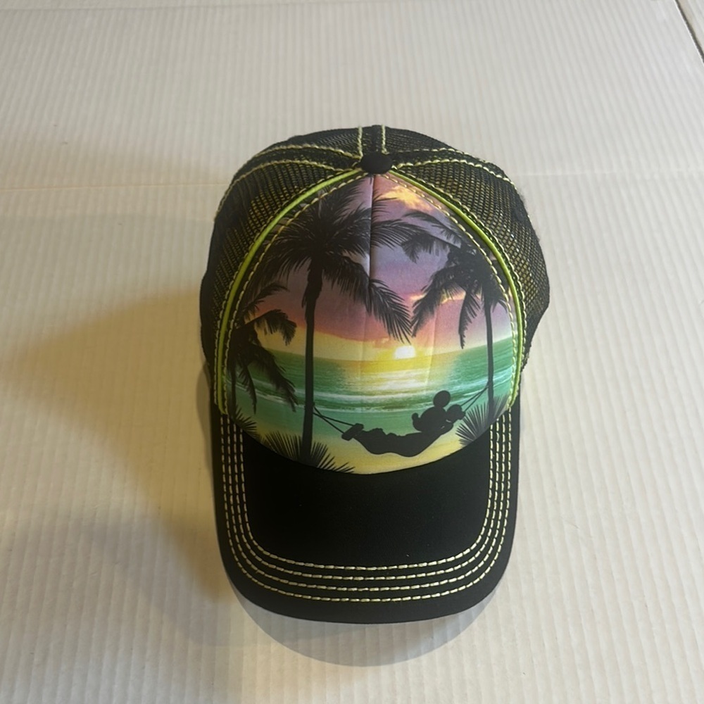 Disney Parks adult 60% cotton Tropical Sunset Trucker Hat mesh back adjustable